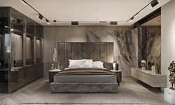 Living room design with marble and wood