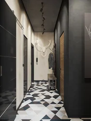 Porcelain tiles on the wall in the hallway interior photo