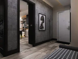 Porcelain tiles on the wall in the hallway interior photo