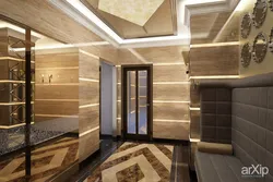 Porcelain tiles on the wall in the hallway interior photo
