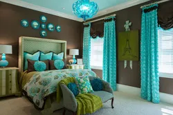 Brown turquoise bedroom design