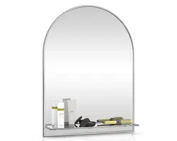 Bathroom mirror with shelf photo