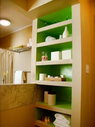 Plasterboard niche in the bathroom photo