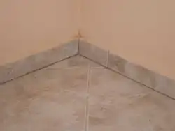 Plinth on tiles on kitchen floor photo