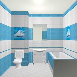 Bathroom white blue tiles design