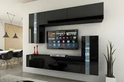 Oturma otağında modul divarları asmaq müasir fotoşəkillər