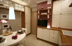 Дызайн кухні тэлевізар у шафе