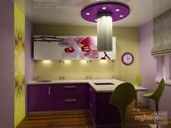 Purple green kitchen interior