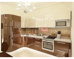 Milky brown kitchen interior