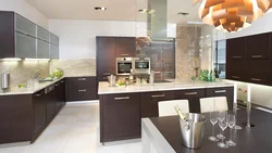 Milky brown kitchen interior