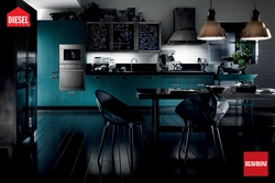 Black turquoise kitchen interior