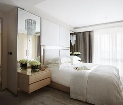 Photo of a bedroom with a table
