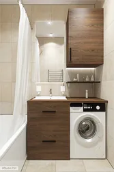 Washing machine in the bathtub under the sink photo