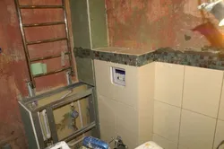 Photo of plasterboard boxes in the bathroom