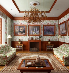 Paintings for the living room in a classic style interior photo
