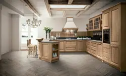Photo of a classic wood-look kitchen photo
