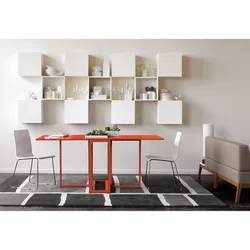 Shelves Above The Table In The Kitchen Interior Photo