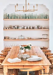 Shelves Above The Table In The Kitchen Interior Photo