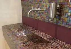 Раковина из плитки в ванной фото дизайн