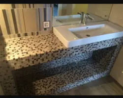 Раковина из плитки в ванной фото дизайн