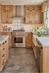 Kitchen design with wood tiles