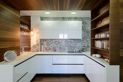 Kitchen design with wood tiles