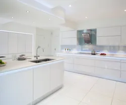 White Kitchen Design With White Tiles