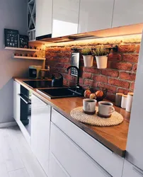 Wood interior kitchen apron