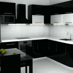 Тарҳи Ошхона Сиёҳ Бо Тарҳи Акс Countertop Сиёҳ