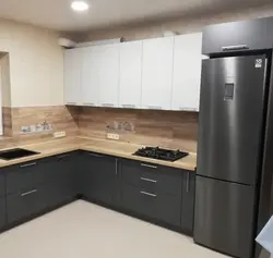 Kitchens with dark countertops and dark bottom photo