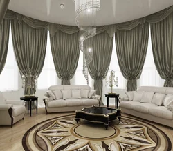 Bay windows in the living room photo in a modern style