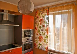 Curtain design for the kitchen behind the refrigerator