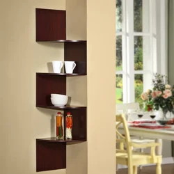 Corner shelves on the wall in the hallway photo