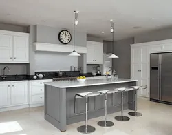 Gray kitchen design with island