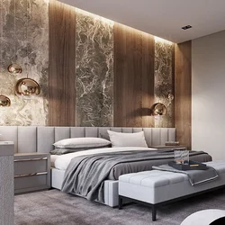 Marble wallpaper in the bedroom photo