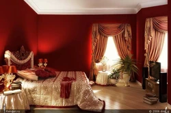 Burgundy Curtains In The Bedroom Interior