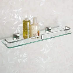 Glass shelves bath photo
