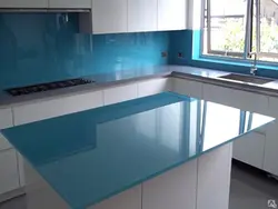 Glass kitchen countertop photo