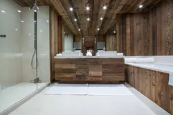 Wooden bathtub in the interior