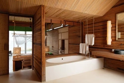 Wooden Bathtub In The Interior