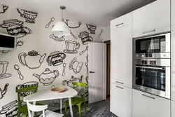 Черно белые обои на кухню фото