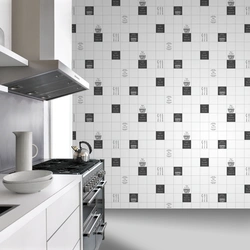 Black and white wallpaper for the kitchen photo