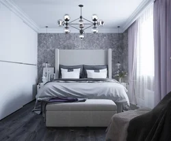 Boz və qara tonlarda yataq otağı fotoşəkili