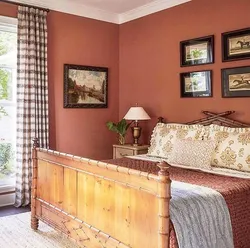 Terracotta color photo in the bedroom interior photo