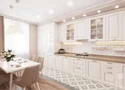 Beige Neoclassical Kitchen In The Interior