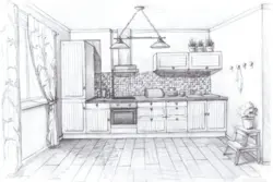 Drawn kitchen interior
