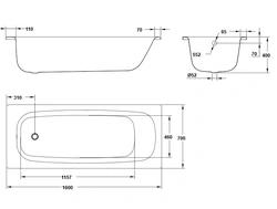 Steel bathtub dimensions photo